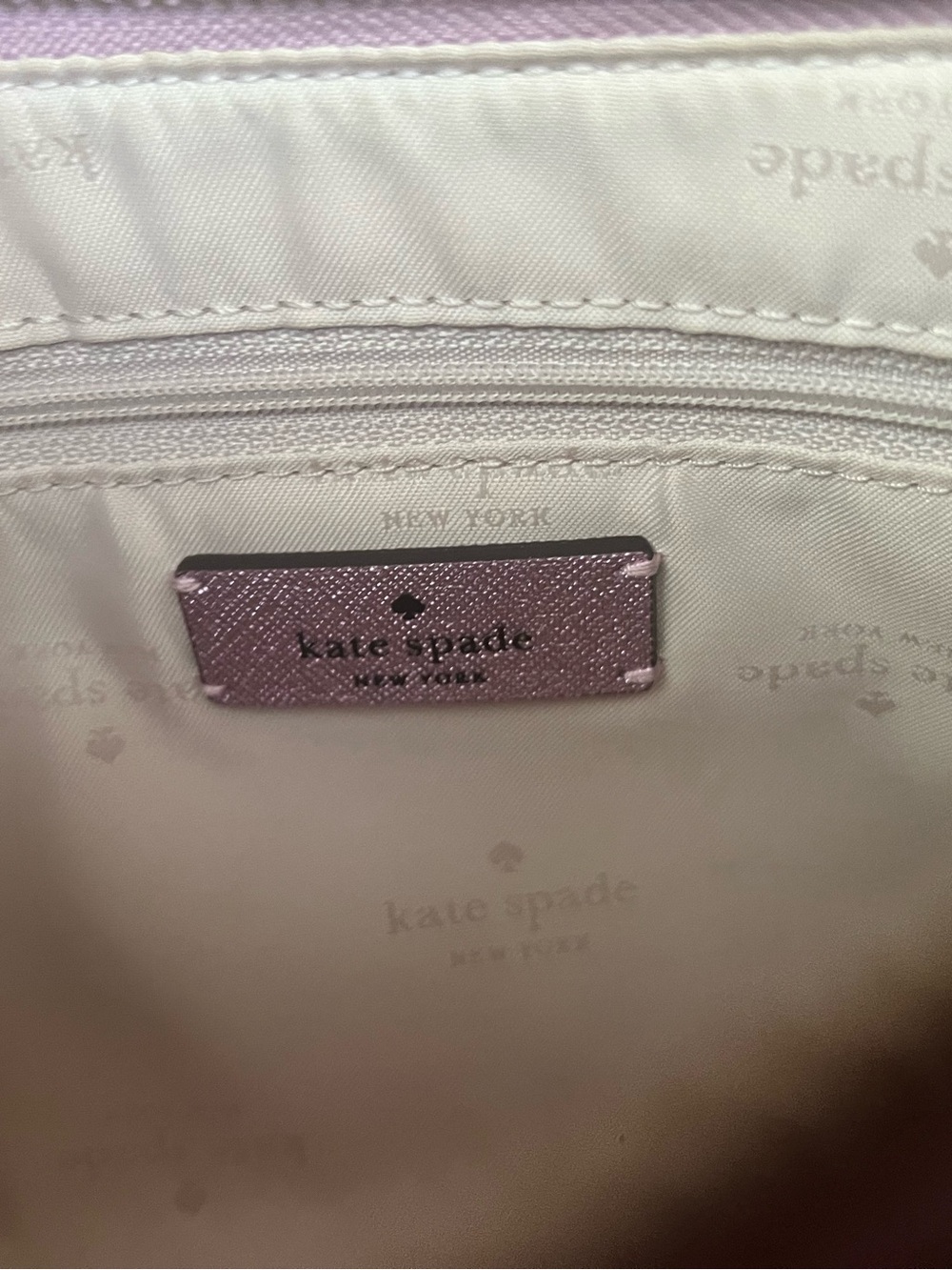 kate spade Metallic Lavender Pink Shoulder Bag with Gold-Tone Plaque - Picture 3 of 4